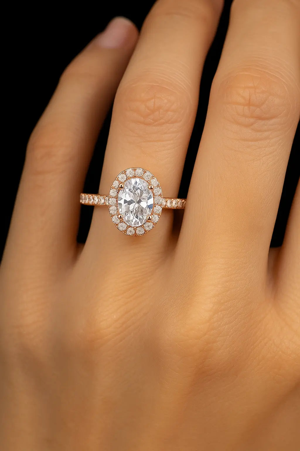 3 Carat Diamond Rings - Dramatic Black-Background View of Lab Grown Diamond Ring in 14K Yellow Gold - Future Jewelry