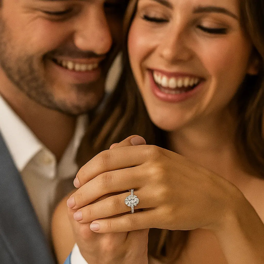 Lab Grown Diamond 3 Carat - Halo and Setting Detail, 14K Yellow Gold Ring - Future Jewelry