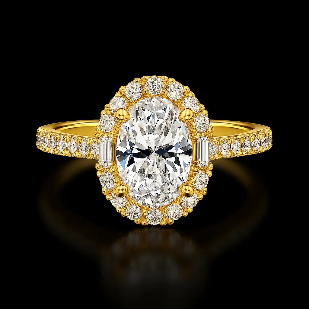 3 Carat Diamond Rings - Dramatic Black-Background View of Lab Grown Diamond Ring in 18K White Gold - Future Jewelry