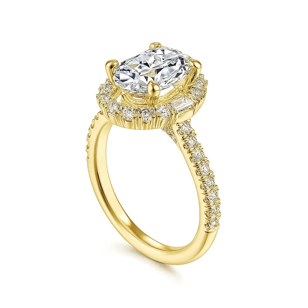3 Carat Lab Grown Diamond - Macro Close-Up Detail of Lab Grown Diamond Ring in 18K White Gold - Future Jewelry