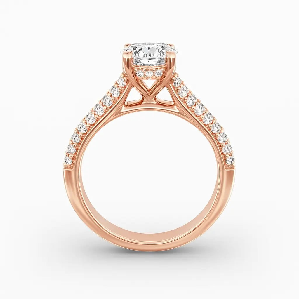 3 Carat Lab Grown Diamond - Macro Close-Up Detail of Lab Grown Diamond Ring in 18K White Gold - Future Jewelry
