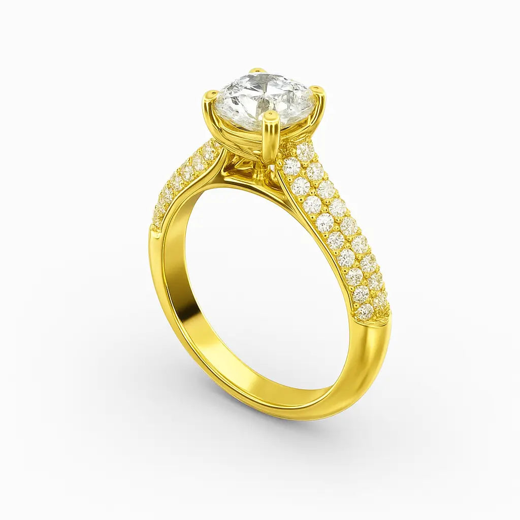 Lab Grown Diamond 3 Carat - Halo and Setting Detail of Lab Grown Diamond Ring in 18K White Gold - Future Jewelry