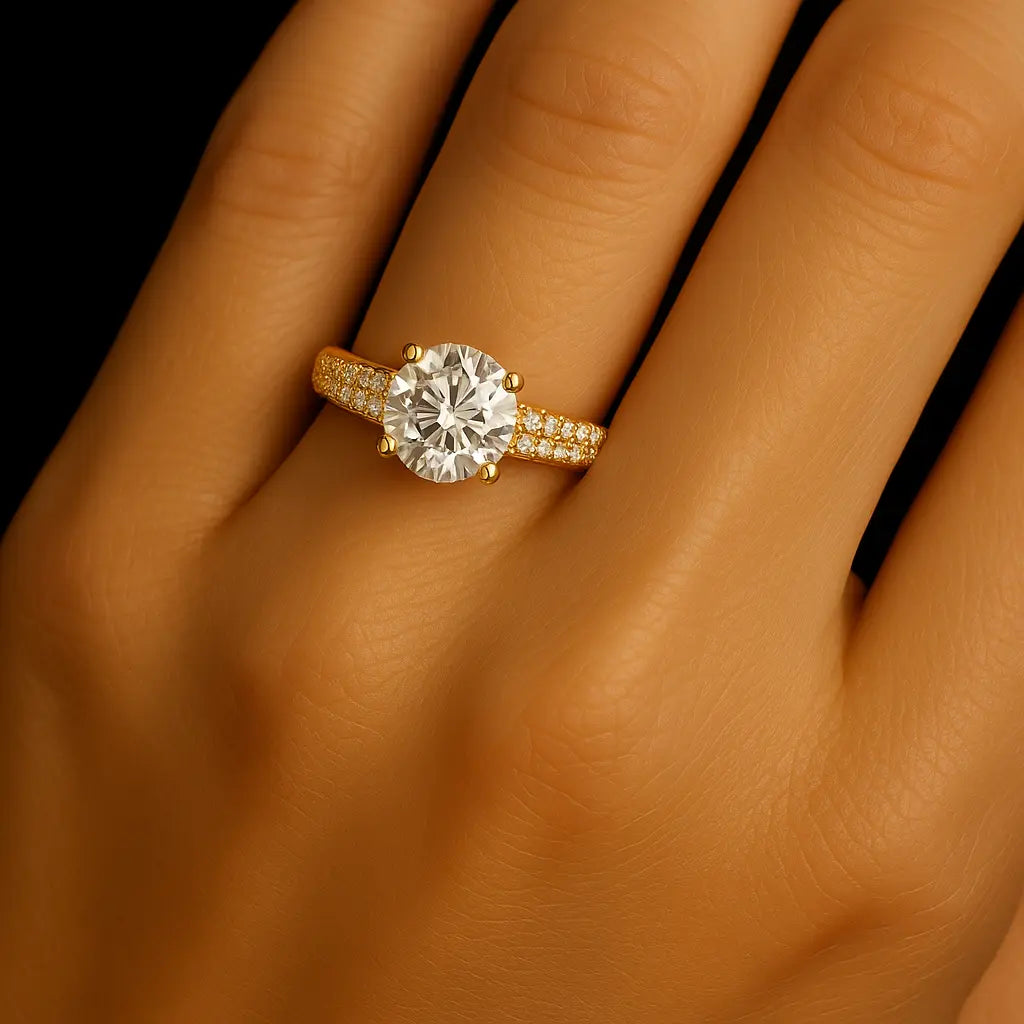3 Carat Diamond Ring - Worn on Hand, Lab Grown Diamond Ring in 18K White Gold - Future Jewelry