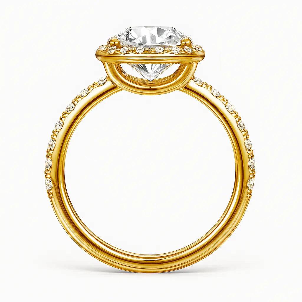 3 Carat Diamond Rings - Dramatic Black-Background View of Lab Grown Diamond Ring in 18K Yellow Gold - Future Jewelry
