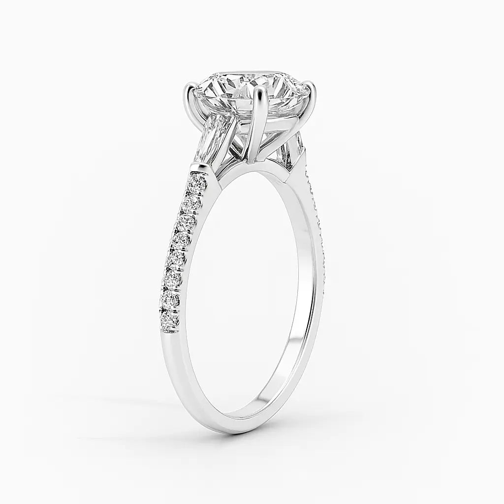 3 Carat Lab Grown Diamond - Macro Close-Up Detail of Lab Grown Diamond Ring in 18K Yellow Gold - Future Jewelry