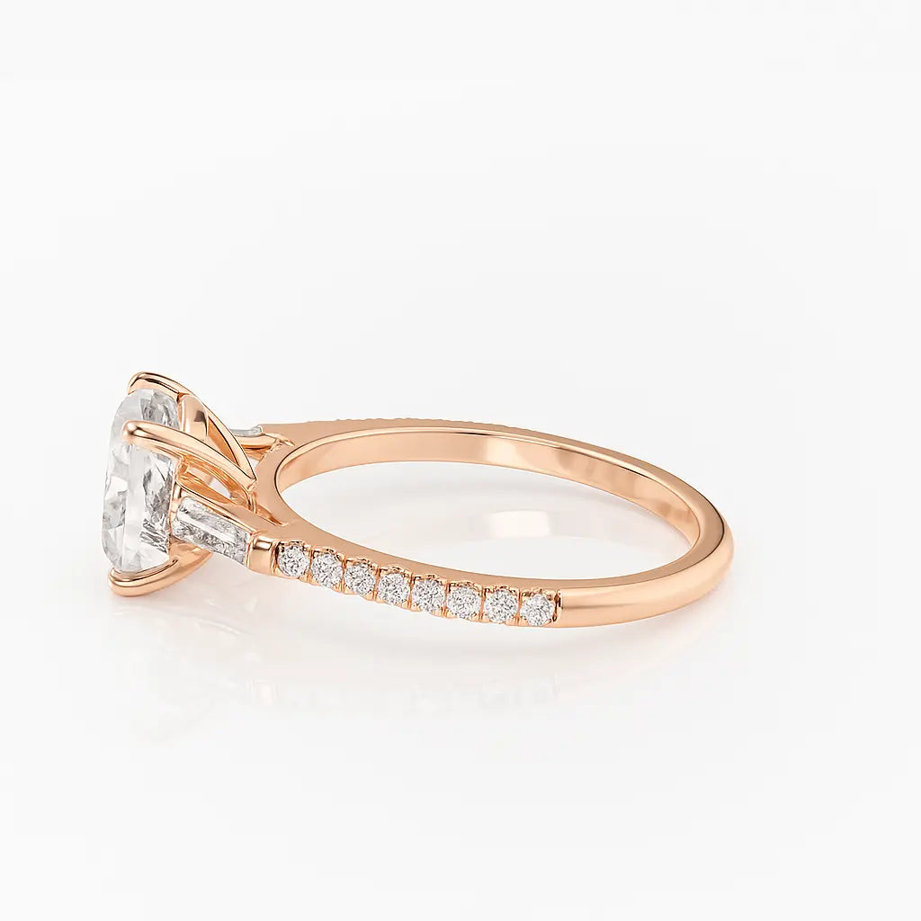 Lab Grown Diamond 3 Carat - Halo and Setting Detail of Lab Grown Diamond Ring in 18K Yellow Gold - Future Jewelry