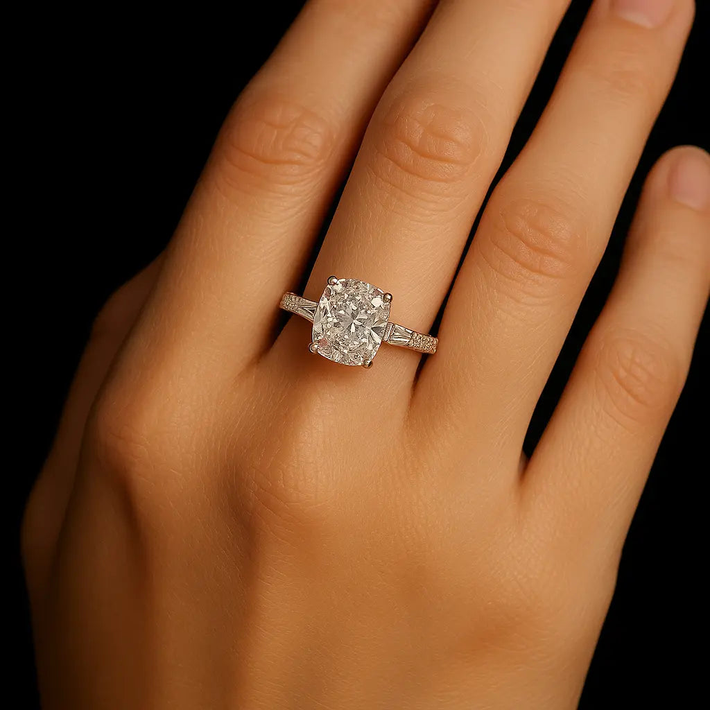 3 Carat Diamond Ring - Worn on Hand, Lab Grown Diamond Ring in 18K Yellow Gold - Future Jewelry
