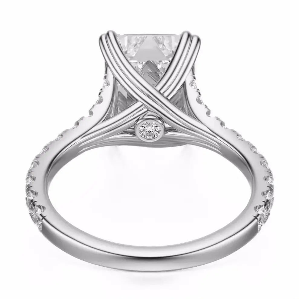 3 Carat Emerald Cut Lab Grown Diamond Engagement Ring in 14K White Gold, Certified - Future Jewelry