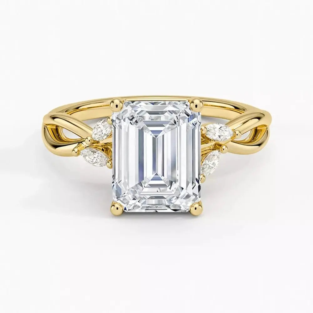 3 Carat Emerald Cut Lab Grown Diamond Engagement Ring in 14K Gold - Future Jewelry