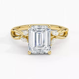 3 Carat Emerald Cut Lab Grown Diamond Engagement Ring, 14K Gold