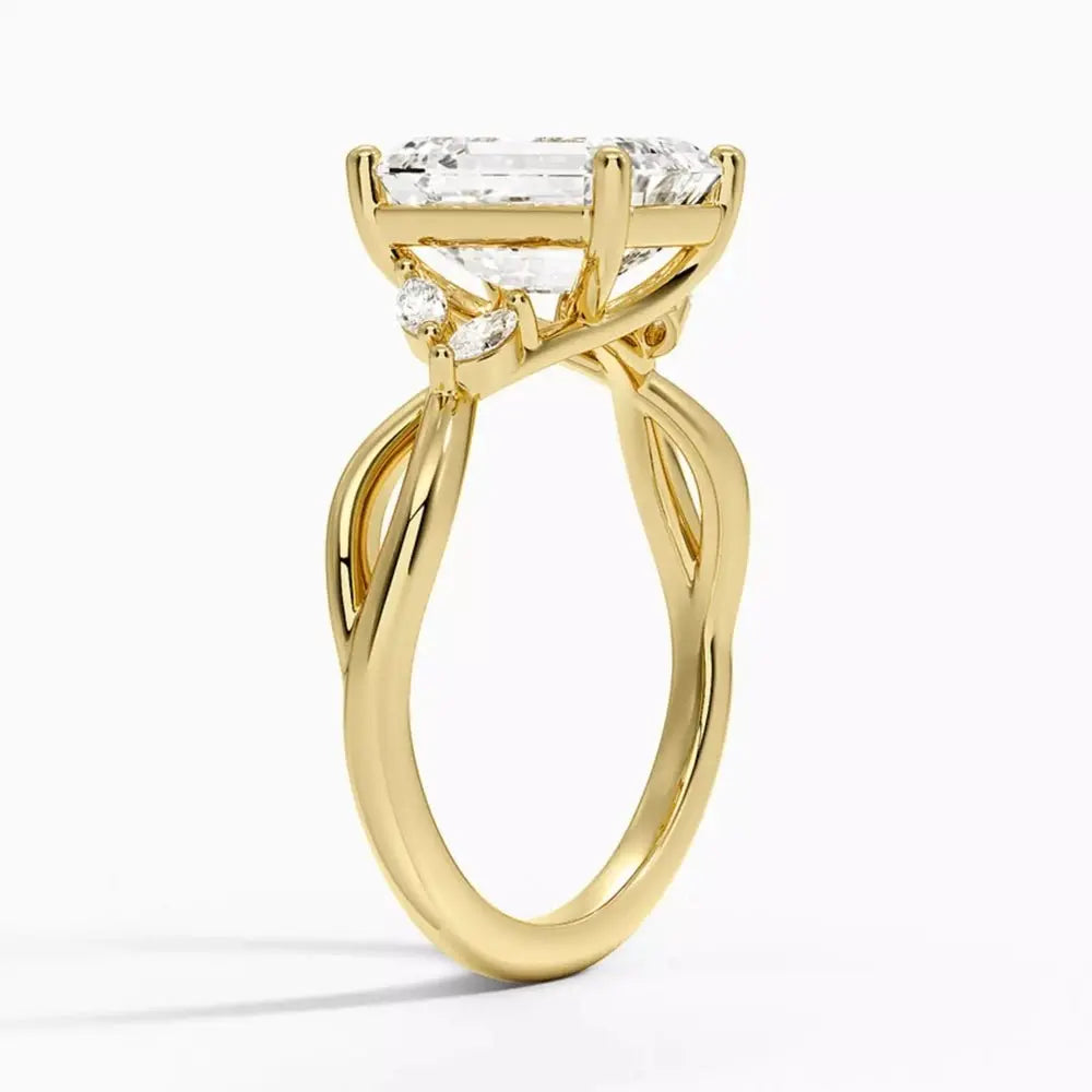 3 Carat Emerald Cut Lab Grown Diamond Engagement Ring in 14K Gold - Future Jewelry