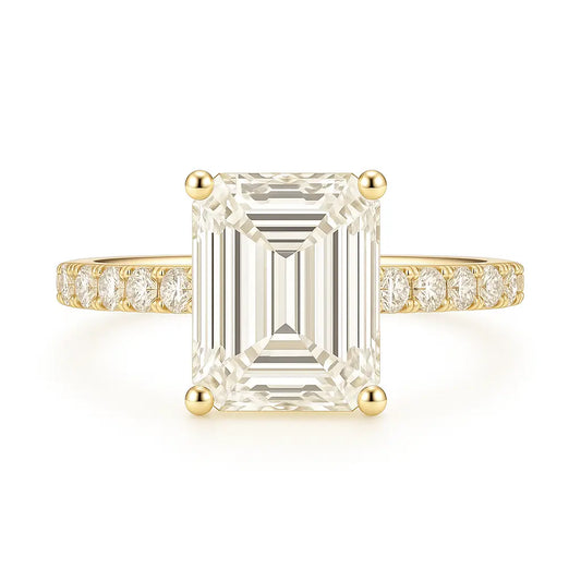 3 Carat Emerald Cut Lab Grown Diamond Engagement Ring in 14K White Gold, Certified - Future Jewelry