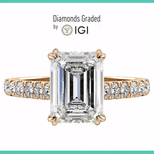 3 Carat Emerald Cut Lab - Grown Diamond Ring in 14K Rose Gold - Future Jewelry
