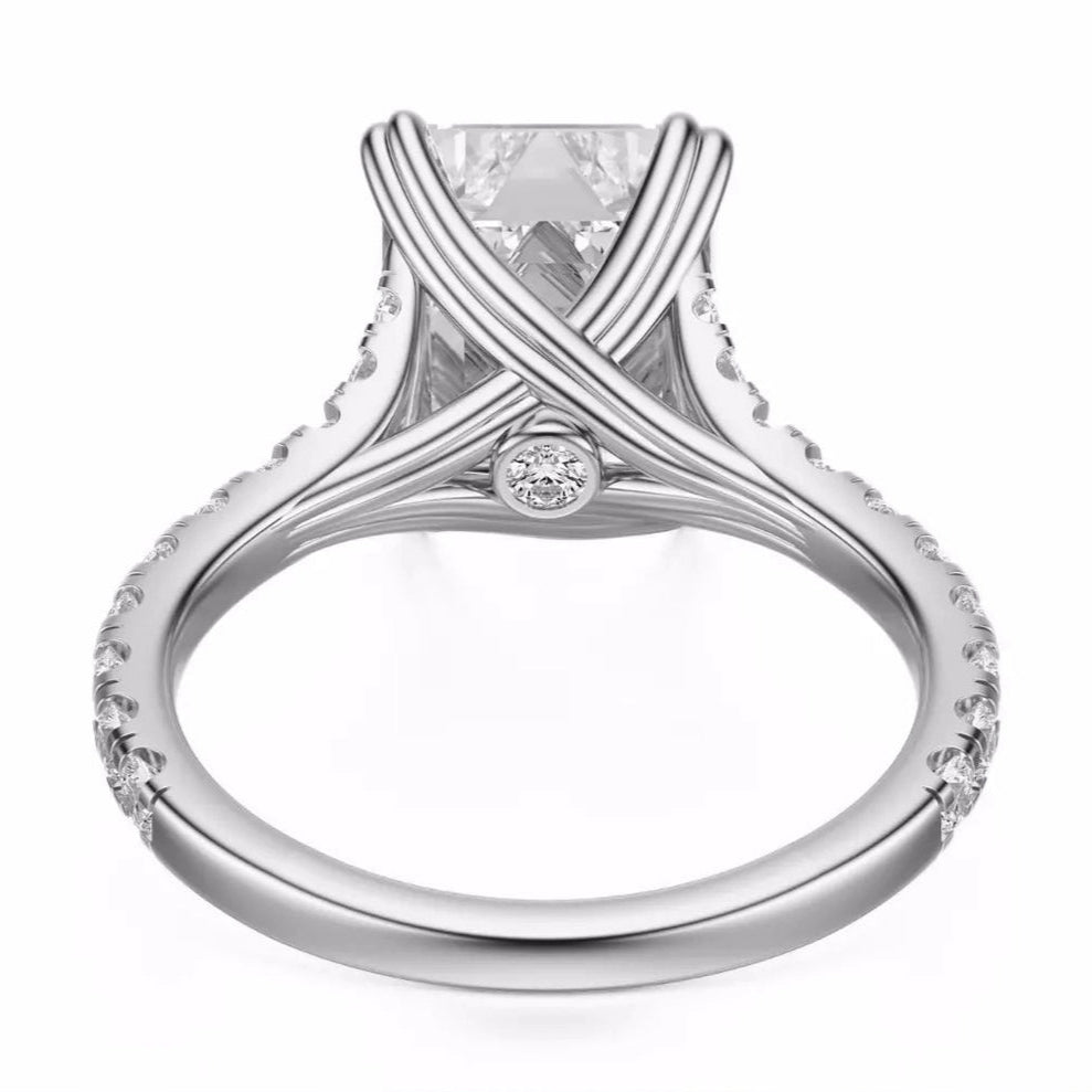 3 Carat Emerald - Cut Solar Diamond Engagement Ring – Certified, 14K White Gold - Future Jewelry