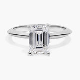 3 Carat Emerald Cut Lab Grown Diamond Engagement Ring, 14K White Gold