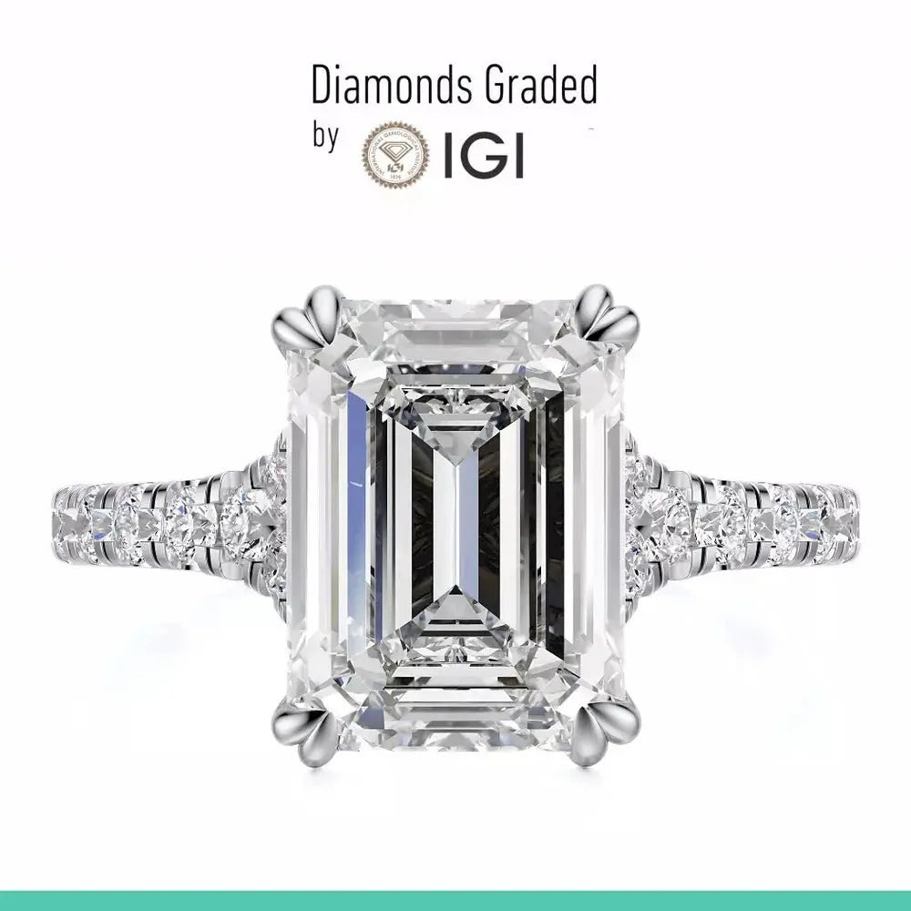 3 Carat Emerald Lab Grown Diamond Ring Platinum 900 - Future Jewelry