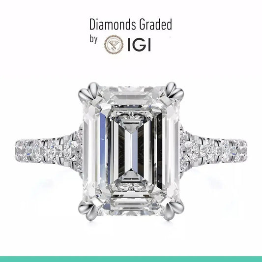 3 Carat Emerald Lab Grown Diamond Ring Platinum 900 - Future Jewelry
