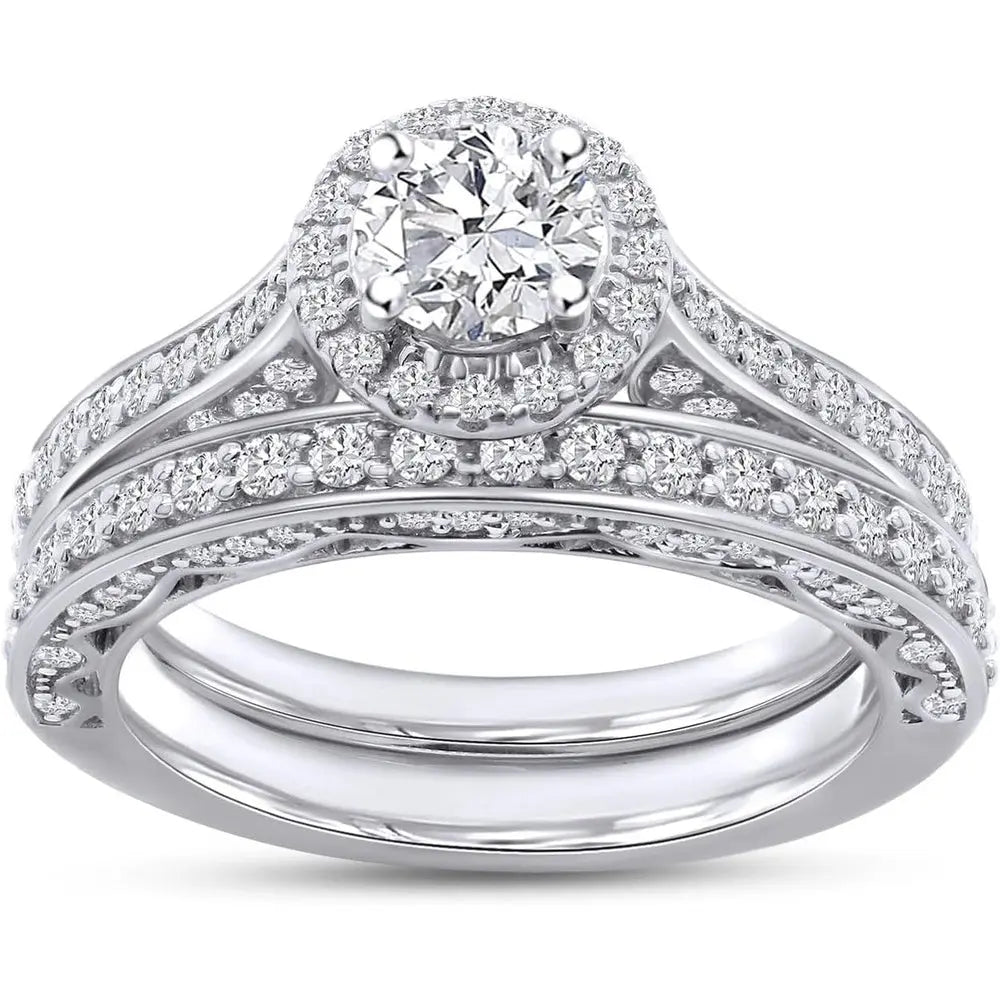 3 Carat Halo Vintage Style Diamond Bridal Set Ring - Future Jewelry