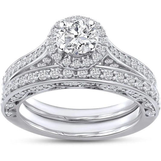 3 Carat Halo Vintage Style Diamond Bridal Set Ring - Future Jewelry