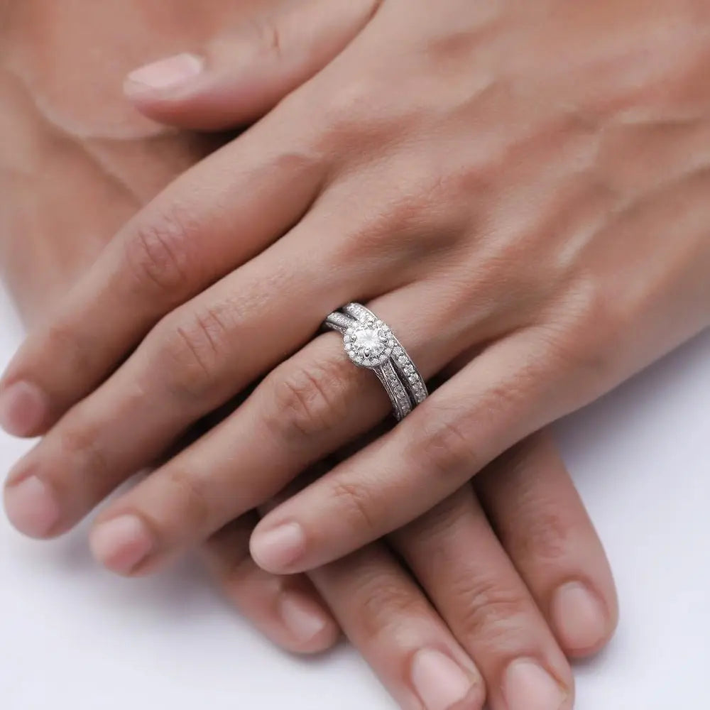 3 Carat Halo Vintage Style Diamond Bridal Set Ring - Future Jewelry