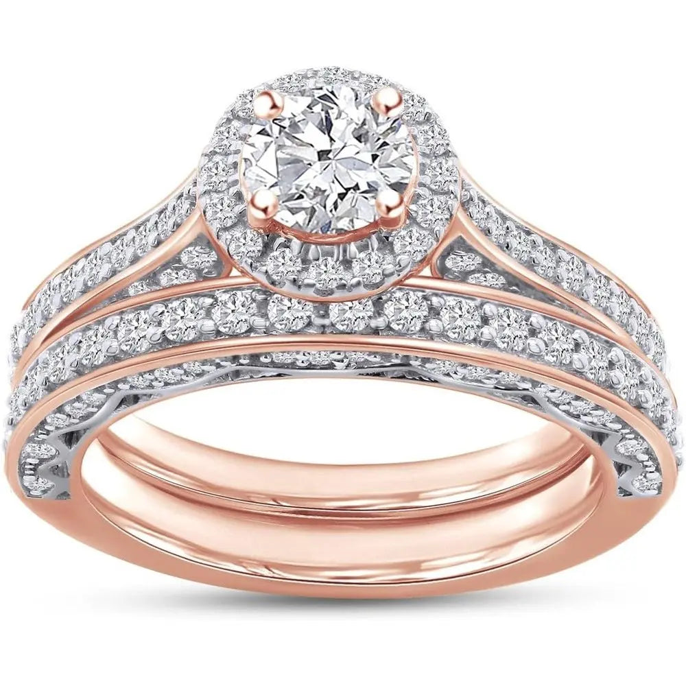 3 Carat Halo Vintage Style Diamond Bridal Set Ring - Future Jewelry