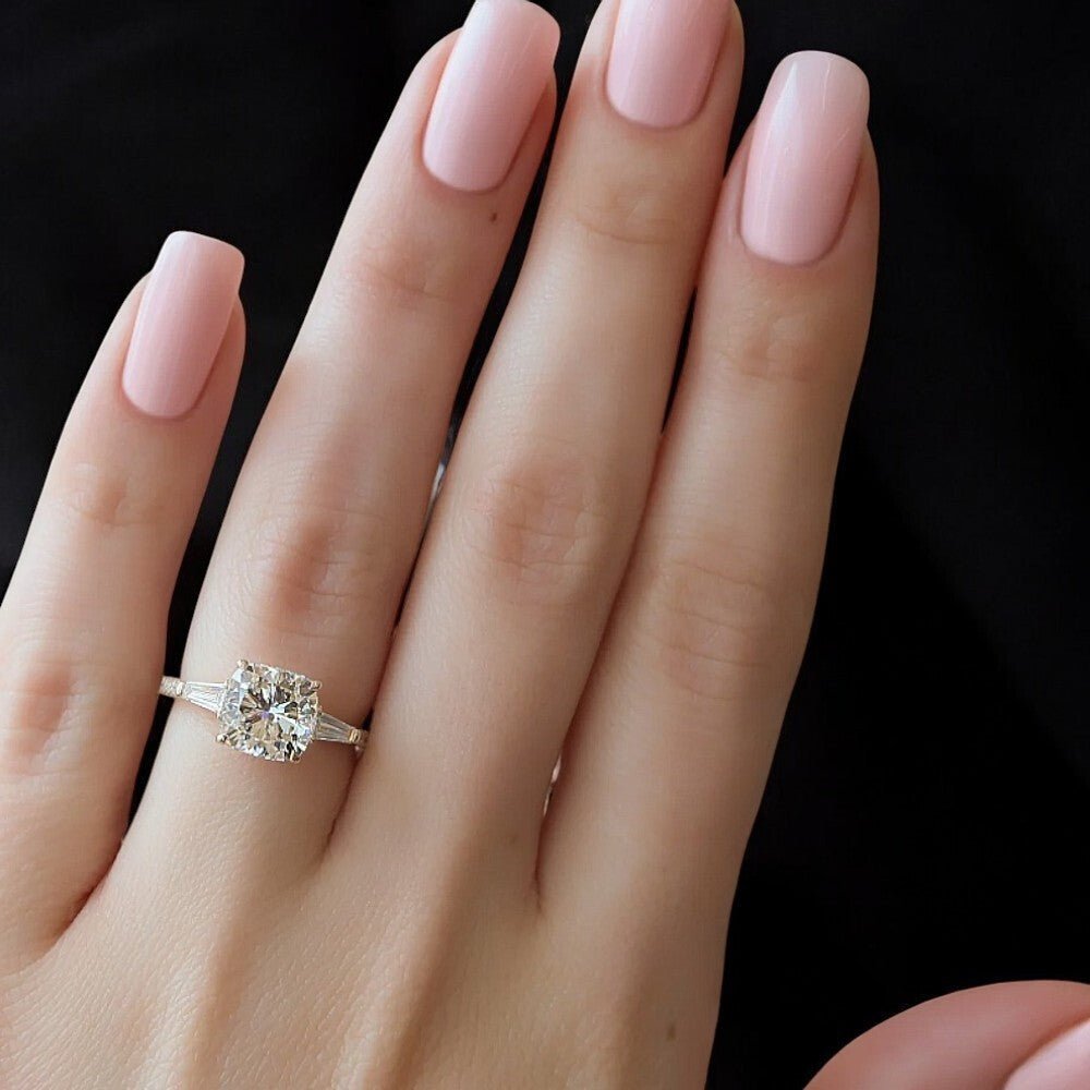 3 Carat Lab Grown Cushion Cut Diamond Engagement Ring 18k Yellow Gold - Future Jewelry