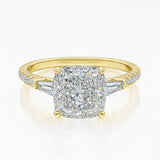 3 Carat Cushion Lab Grown Diamond Engagement Ring, 18K Yellow Gold