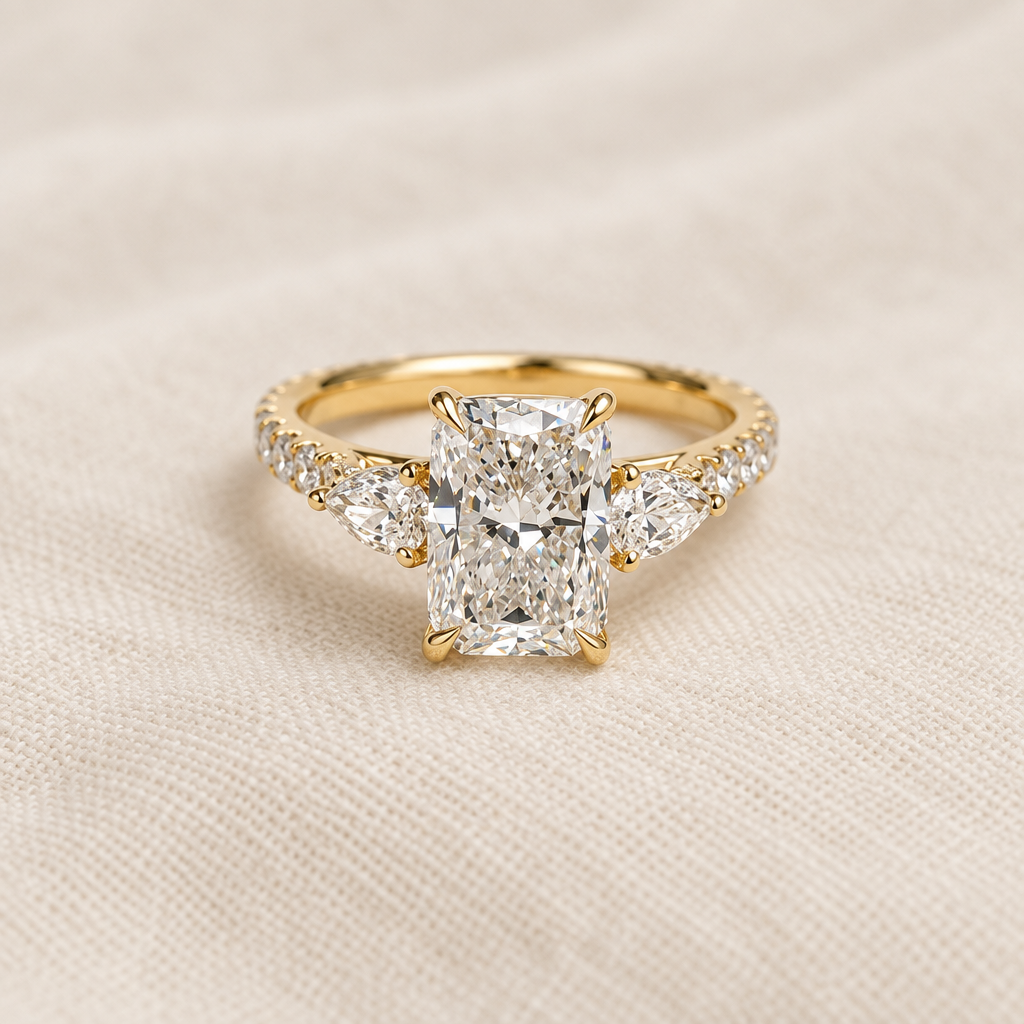 3 Carat Lab Grown Diamond Engagement Ring in 18K Yellow Gold - Future Jewelry
