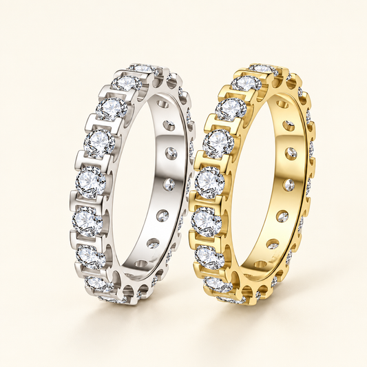 3 Carat Lab Grown Diamond Eternity Rings in 18K White and Yellow Gold - Future Jewelry
