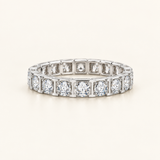 3 Carat Round Lab Grown Diamond Eternity Wedding Band, 18K Yellow Gold