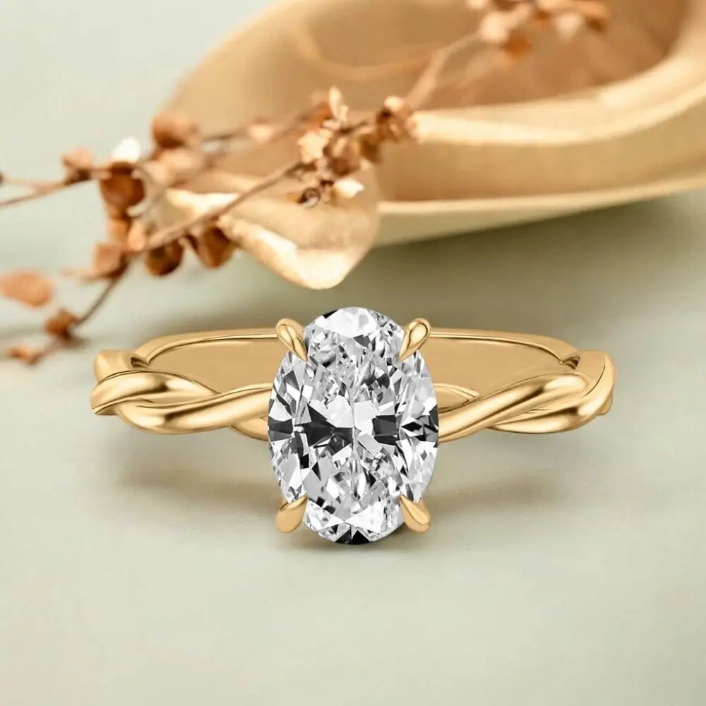 3 Carat Lab Grown Diamond Ring in 18K Yellow Gold - Future Jewelry