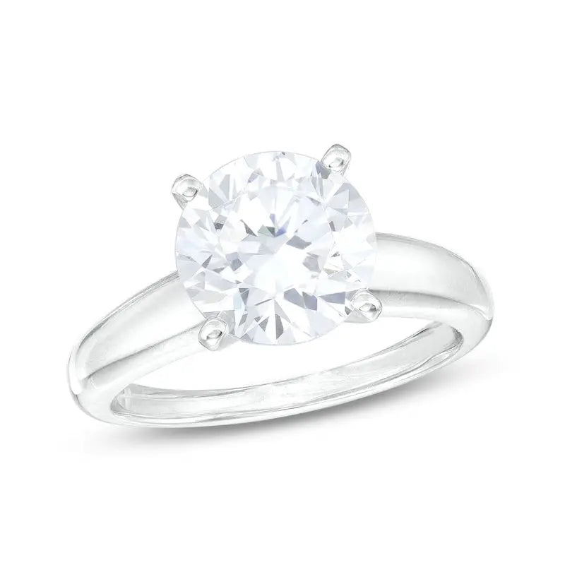 3 Carat Lab Grown Diamond Solitaire Ring in 14K White Gold, side view - Future Jewelry