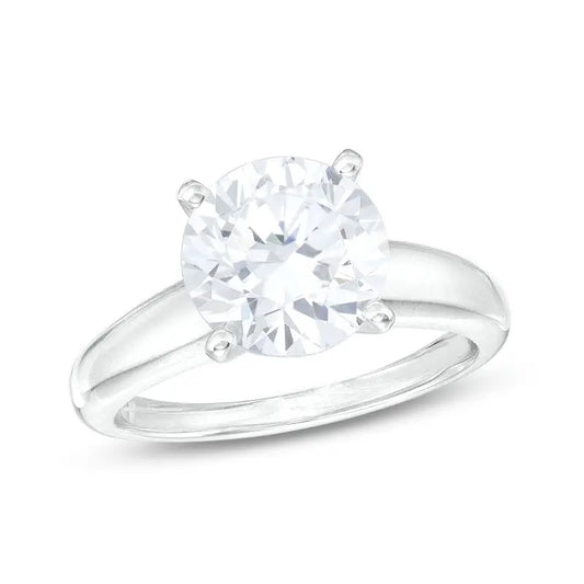 3 Carat Lab Grown Diamond Solitaire Ring in 14K White Gold, side view - Future Jewelry