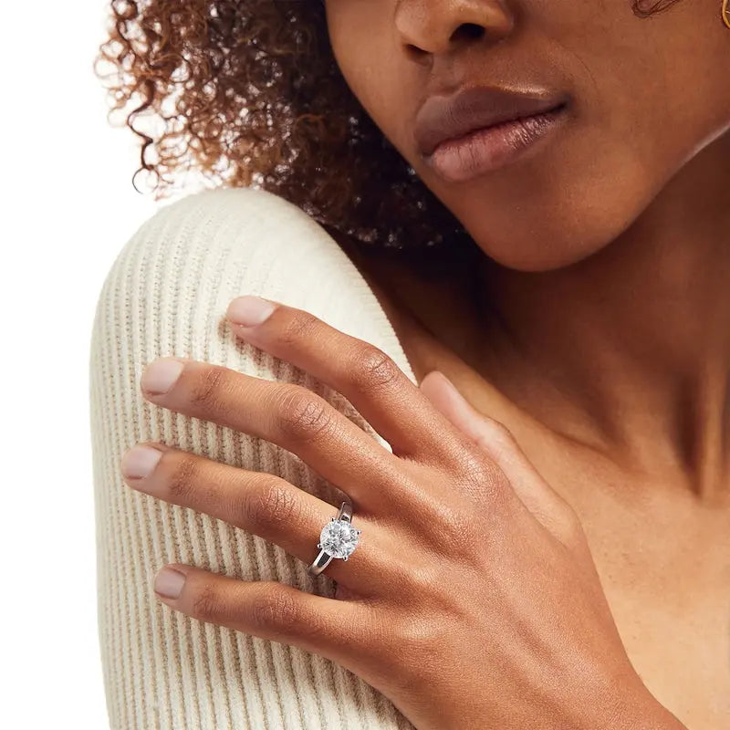 3 Carat Lab Grown Diamond Solitaire Ring in 14K White Gold, profile view - Future Jewelry