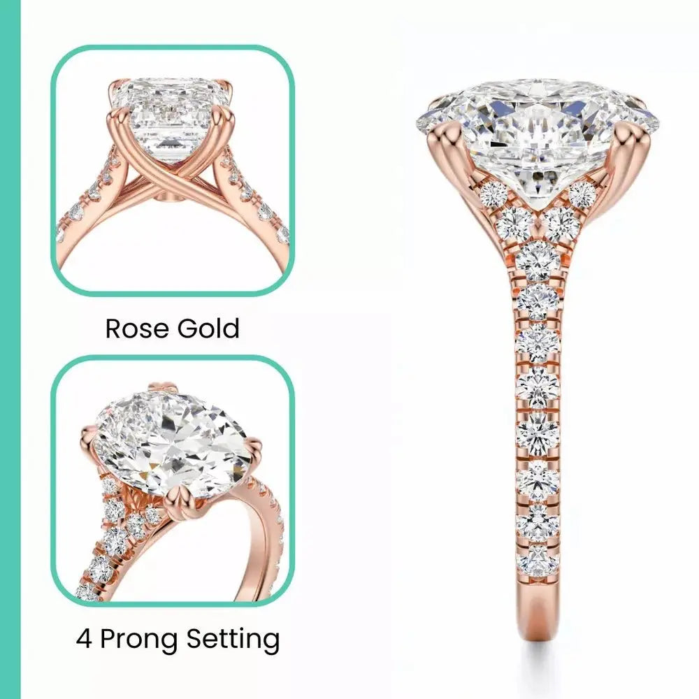 3 Carat Lab - Grown Oval Diamond Engagement Ring in 14K Rose Gold - Future Jewelry