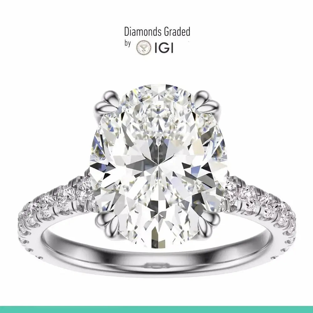 3 Carat Lab - Grown Oval Diamond Engagement Ring in 14K Rose Gold - Future Jewelry