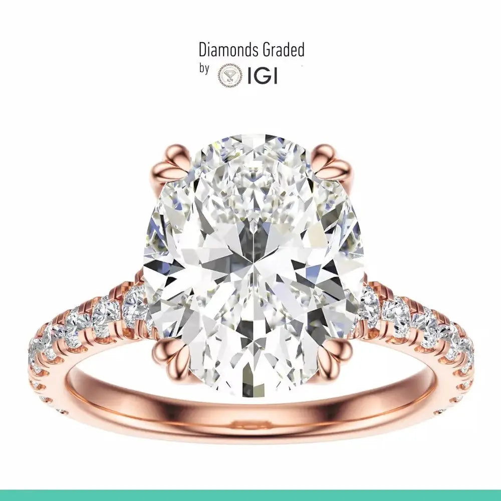 3 Carat Lab - Grown Oval Diamond Engagement Ring in 14K Rose Gold - Future Jewelry