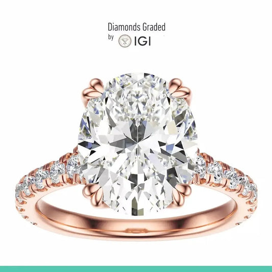 3 Carat Lab - Grown Oval Diamond Engagement Ring in 14K Rose Gold - Future Jewelry