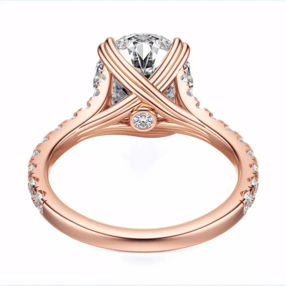 3 Carat Lab - Grown Oval Diamond Engagement Ring in 14K Rose Gold - Future Jewelry