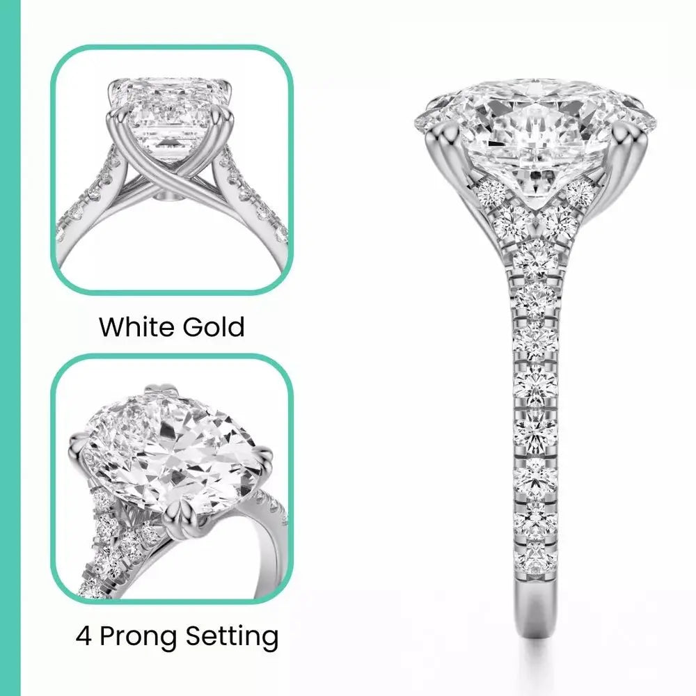 3 Carat Lab - Grown Oval Diamond Engagement Ring in 14K Rose Gold - Future Jewelry
