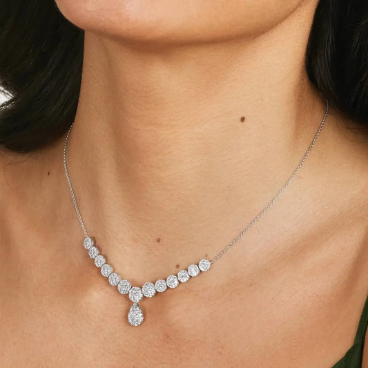 3 Carat Mirage Lab Grown Diamond Necklace in 14K White Gold, close-up - Future Jewelry