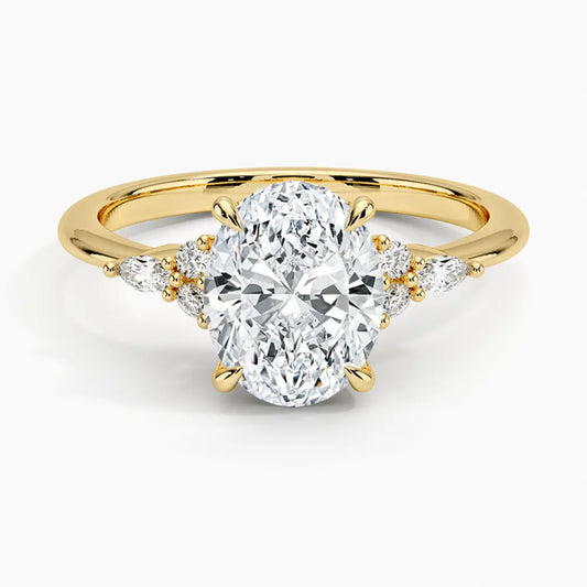 3 Carat Oval Cut Lab Grown Diamond Engagement Ring in 14K Yellow Gold - Future Jewelry