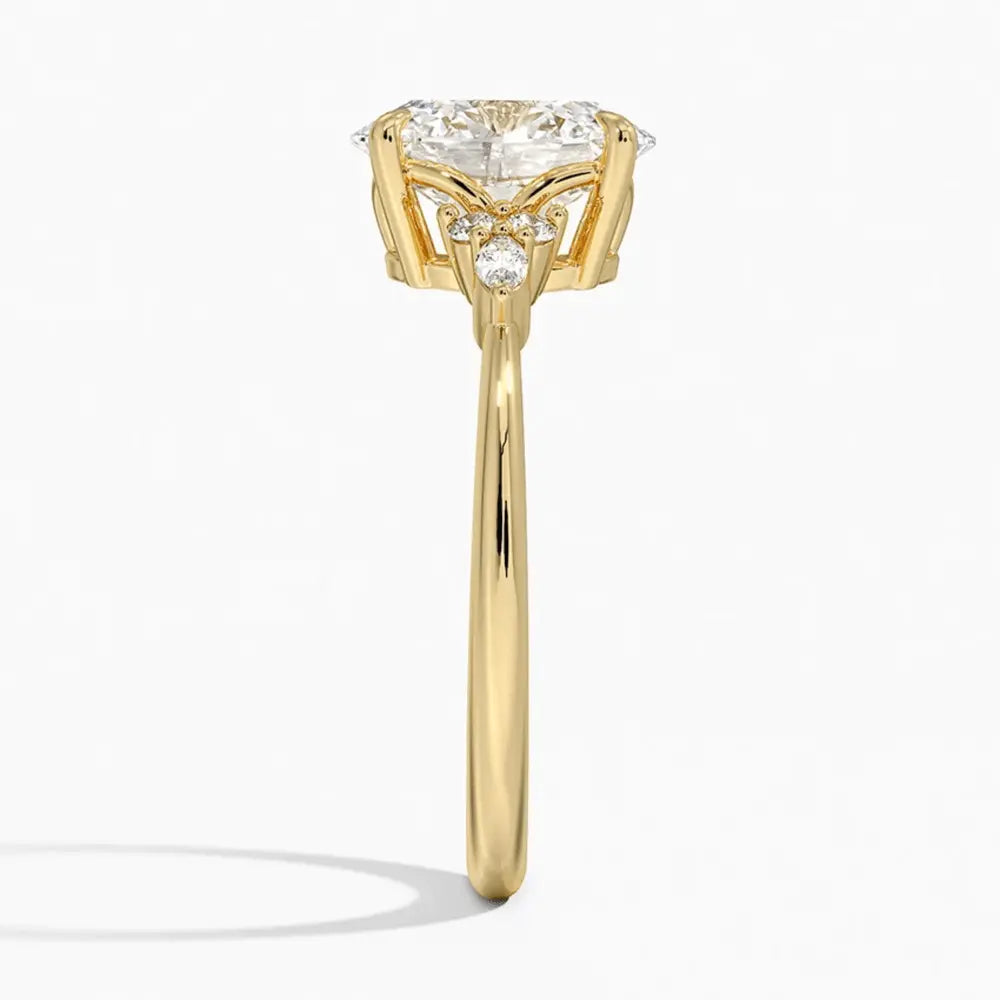 3 Carat Oval Cut Lab Grown Diamond Engagement Ring in 14K Yellow Gold - Future Jewelry