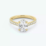 3 Carat Oval Lab Grown Diamond Engagement Ring, 14K Yellow Gold