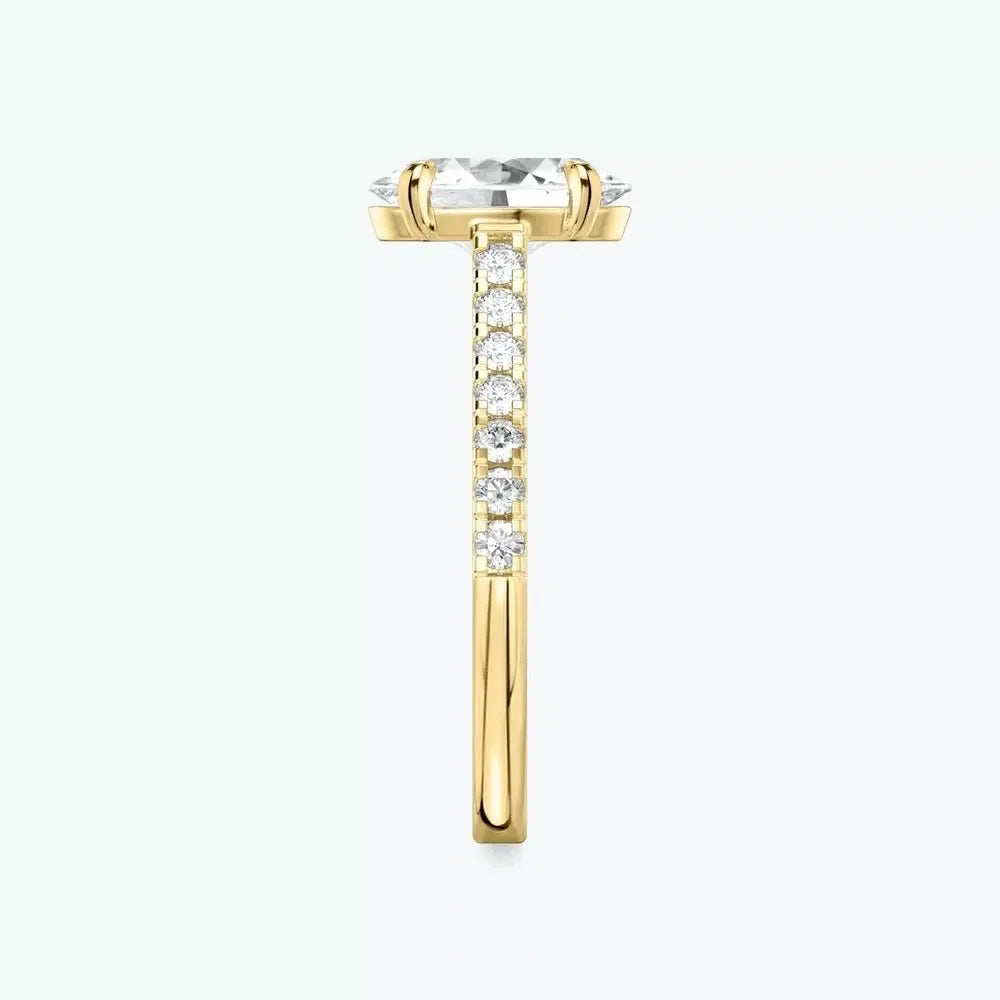 3 Carat Oval Cut Lab Grown Diamond Solitaire Engagement Ring with Side Stones in 14K Yellow Gold - Future Jewelry