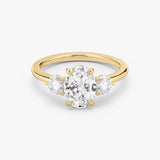 3 Carat Oval Lab Grown Diamond Engagement Ring, 14K Yellow Gold
