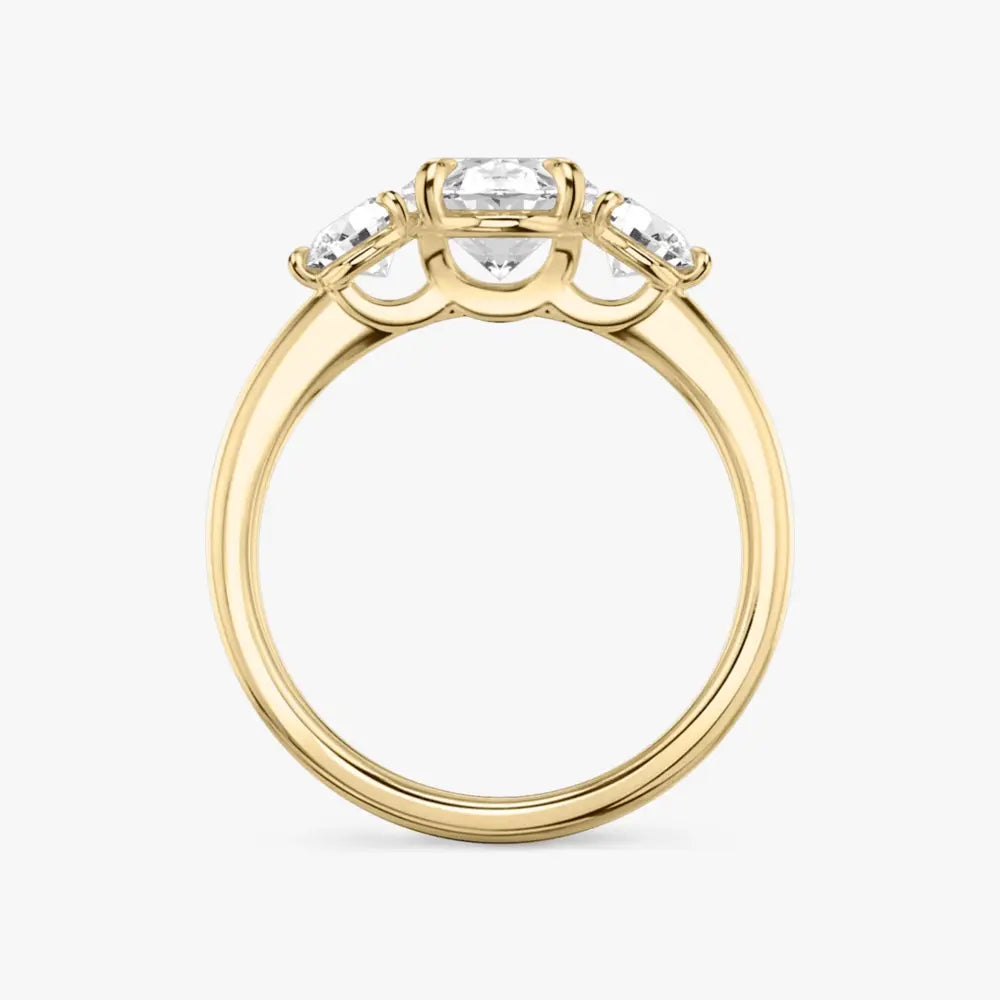 3 Carat Oval Cut Lab Grown Diamond Three Stone Engagement Ring in 14K Yellow Gold - Future Jewelry