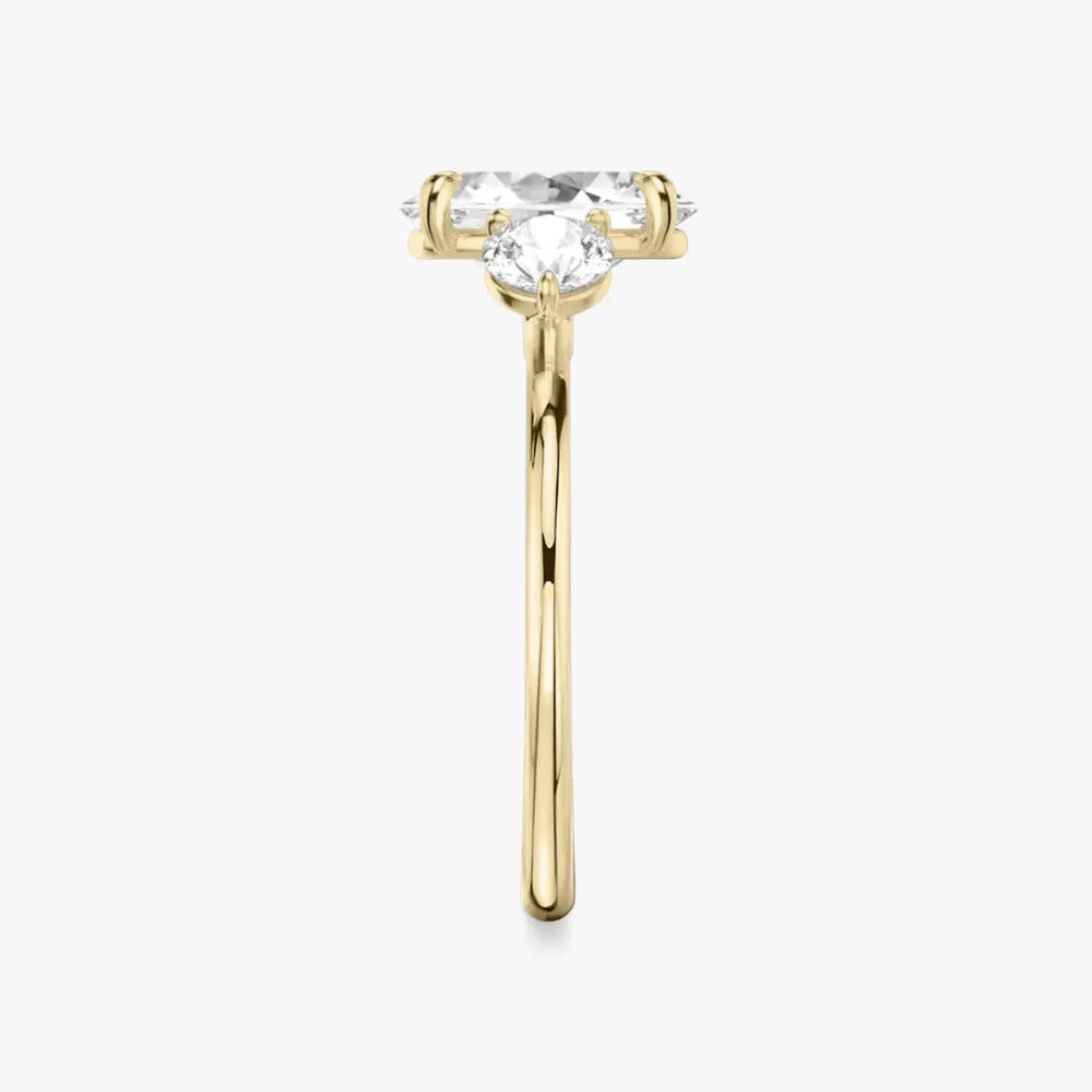 3 Carat Oval Cut Lab Grown Diamond Three Stone Engagement Ring in 14K Yellow Gold - Future Jewelry