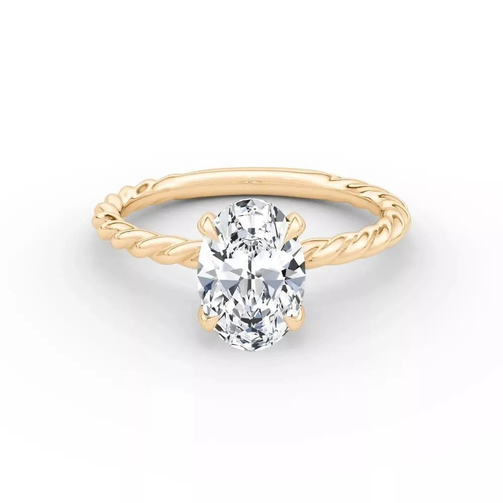 3 Carat Oval Lab Grown Diamond Engagement Ring in 14K Gold - Future Jewelry
