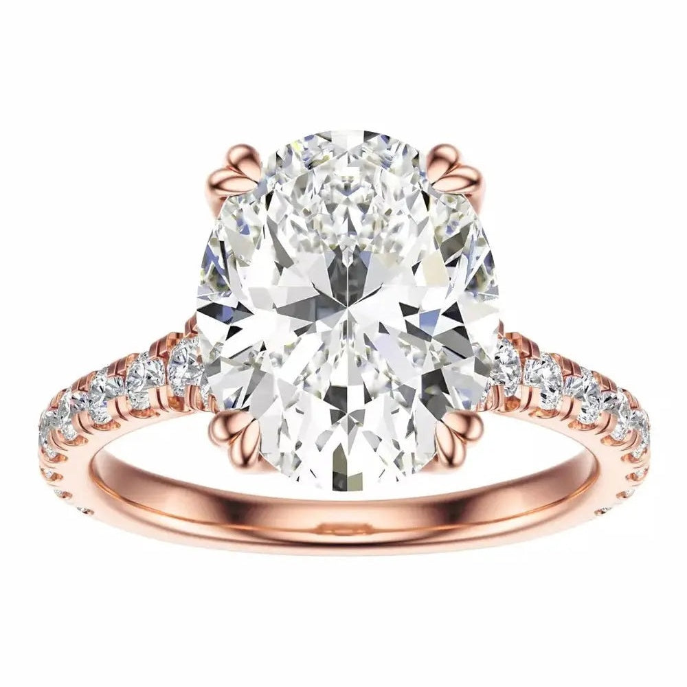 2.40 Carat Lab Grown Oval Diamond Engagement Ring in 14K Rose Gold - Future Jewelry
